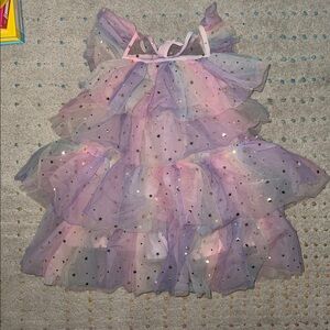 Lola + the boys Rainbow Tulle Dress with Star Accents
